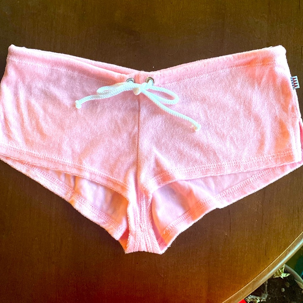 Wicked Weasel soft pink french Terry short shorts